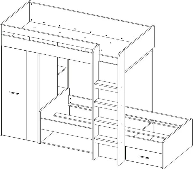 Dvojposchodová úložná posteľ Maxi