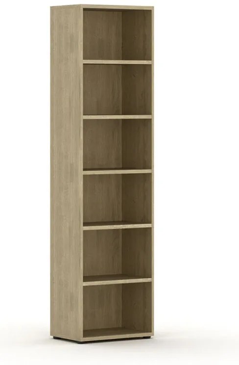 Knižnica INTEGRO, 2300 x 600 x 400 mm, 5 políc, dub prírodný