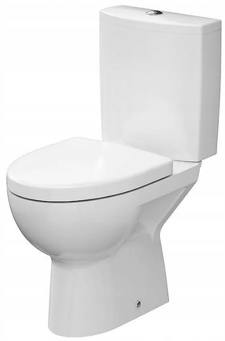 Cersanit Parva, kombi wc s horizontálnym odtokom, bočný prívod vody a splachovaním 3/6L + antibakteriálnym sedátkom z doruplastu s pomalým zatváraním, biela, K27-002