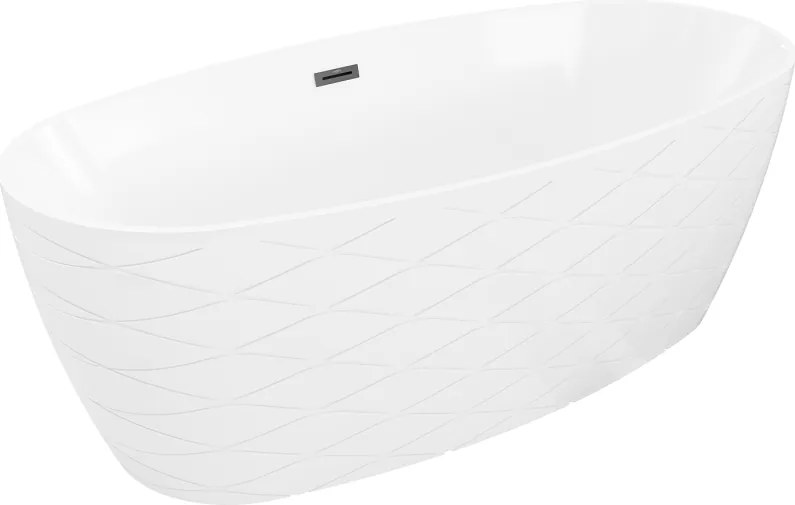 Mexen Olea, voľne stojaca vaňa 170 × 80 cm, biela lesklá, čierny prepad, 52821708000-70