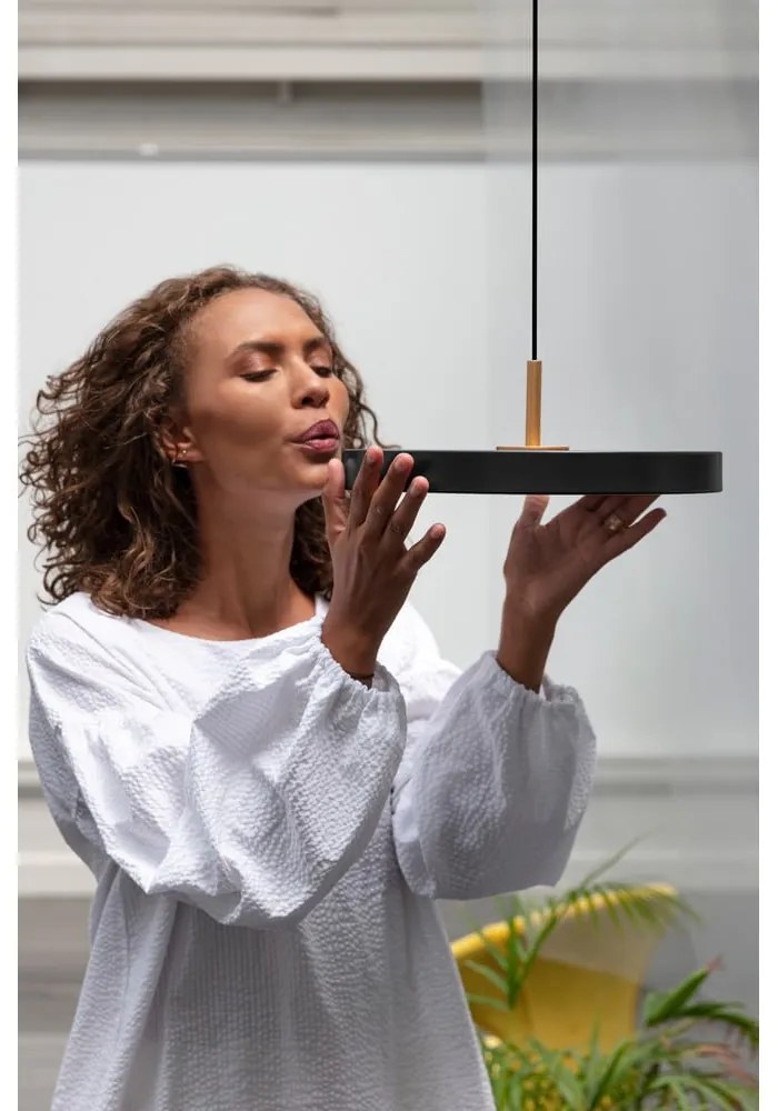 Čierne LED závesné svietidlo so stmievačom s kovovým tienidlom ø 31 cm Asteria Plus Mini – UMAGE