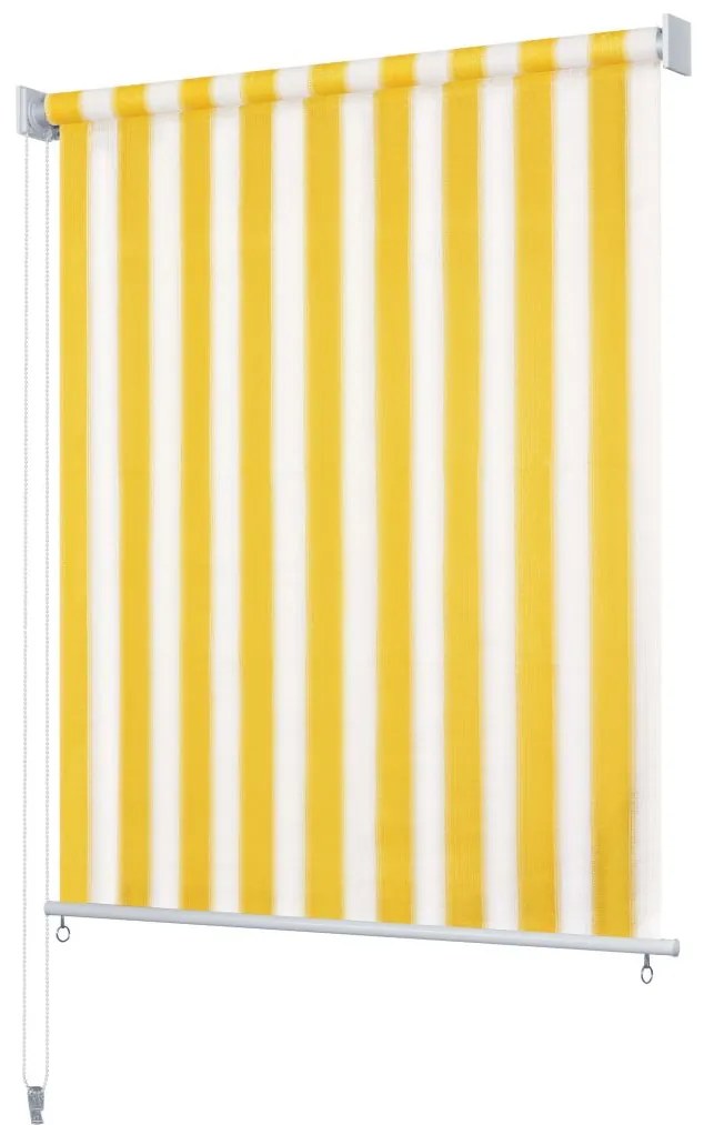 vidaXL Vonkajšia zatemňovacia roleta, 240x140 cm, žlté a biele pásiky