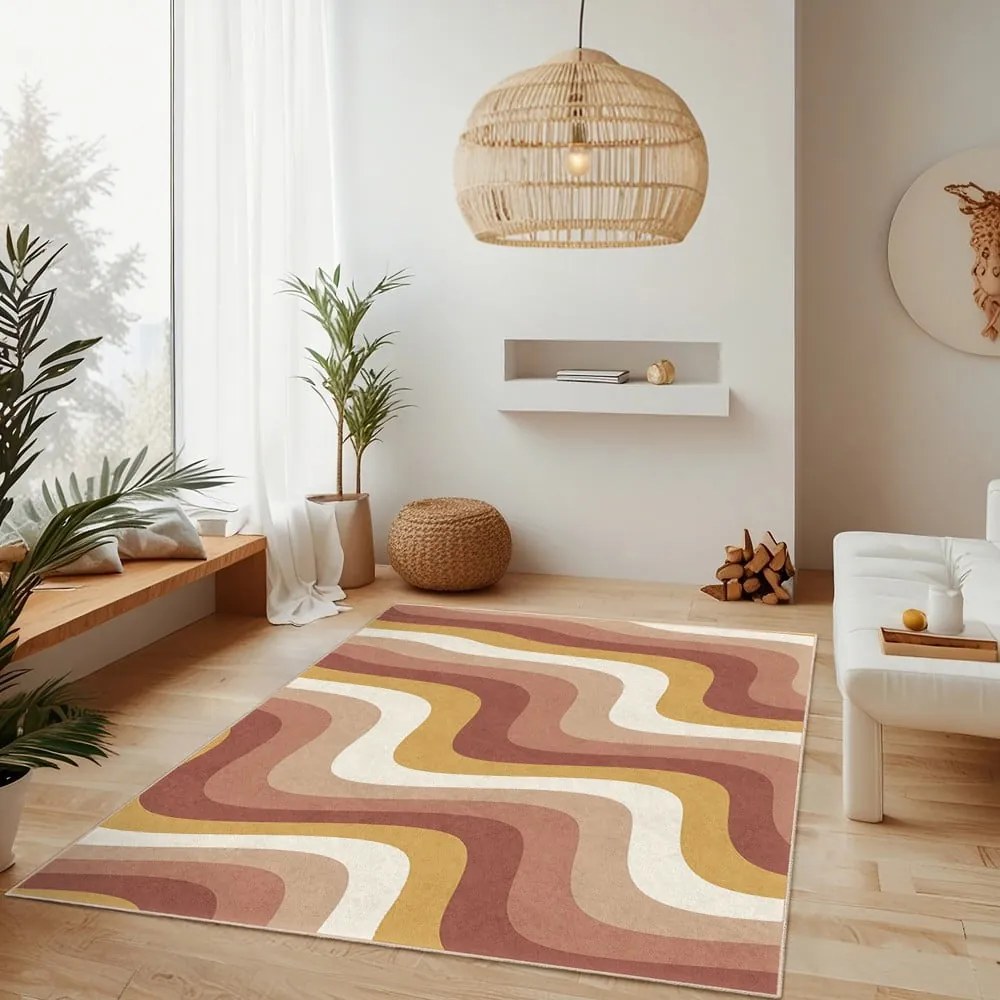 Okrovožltý/staroružový prateľný behúň 80x200 cm Creamy Strawberry Swirl – Mila Home