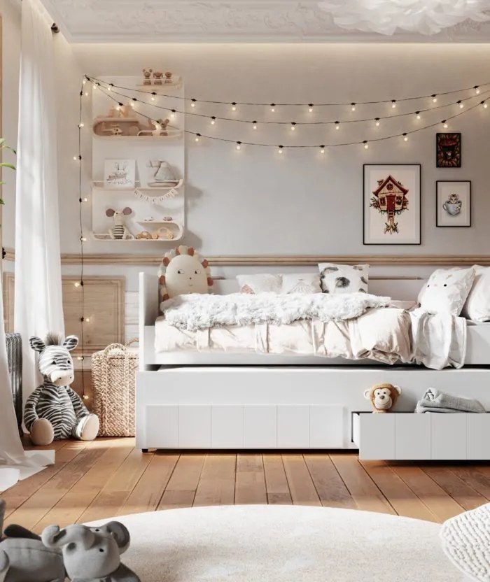 Posteľ Calpe MDF, 200x90cm s výsuvnou posteľou a úložným priestorom