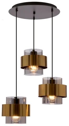 Luster na lanku SPIEGA 3xE27/60W/230V zlatá/čierna