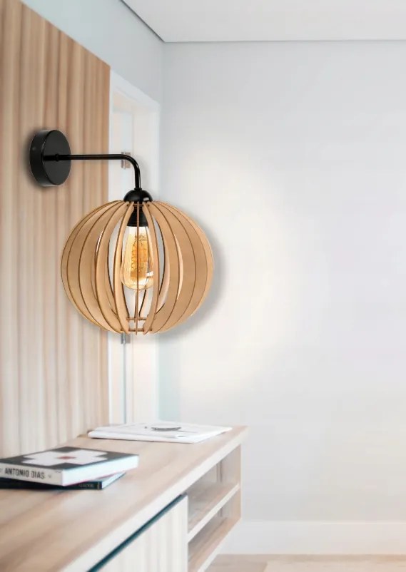 LED nástenné svietidlo 1x E27 LOFT edison drevená guľa