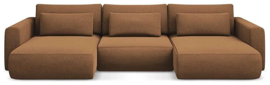 Terakotová rozkladacia/s úložným priestorom rohová pohovka (do tvaru "U") Kapua – Makamii