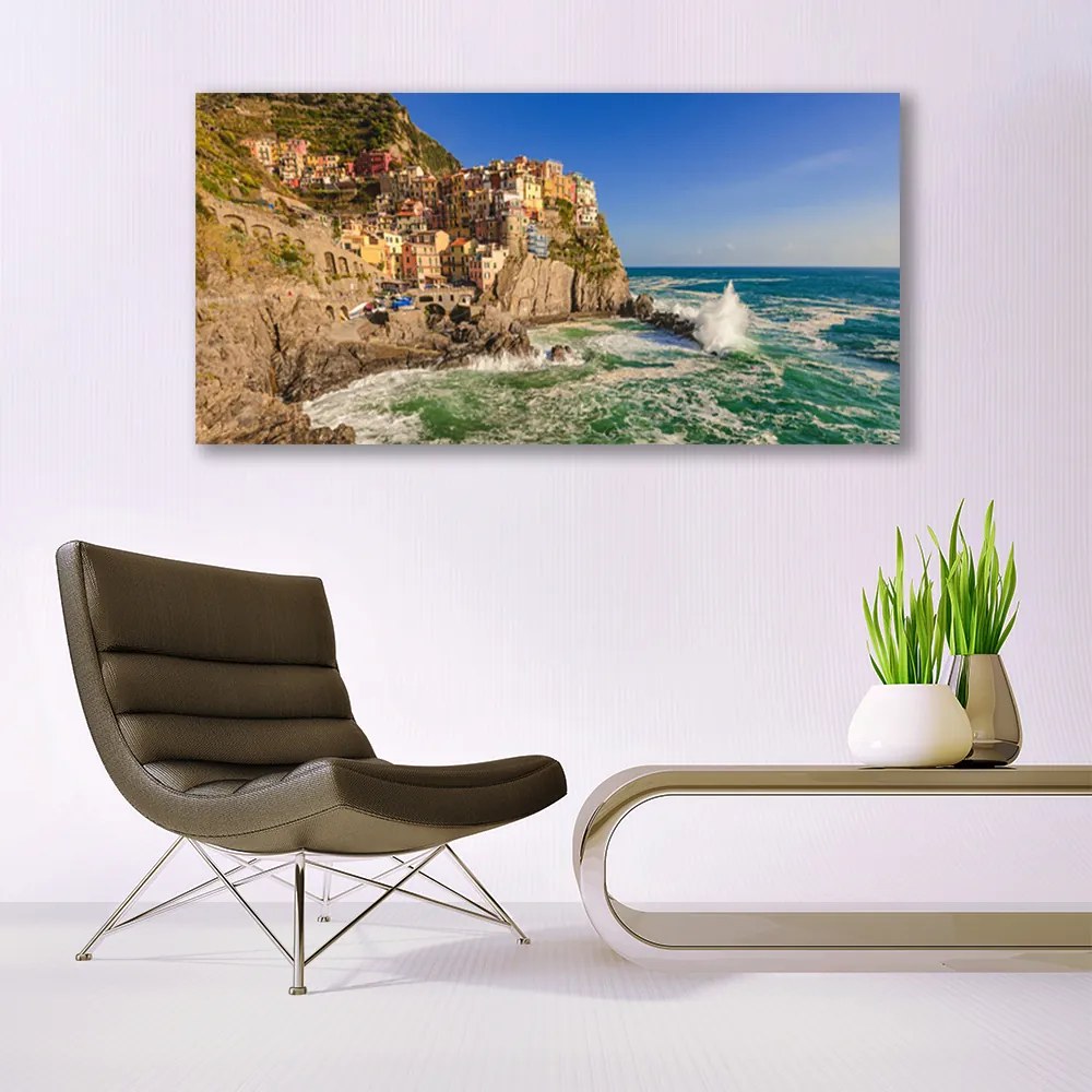 Obraz na akrylátovom skle More hory príroda 120x60 cm