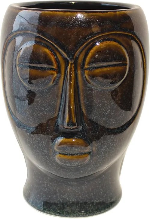 PRESENT TIME Sada 3 ks Hnedý kvetináč Mask 18,5 × 16 × 22,2 cm