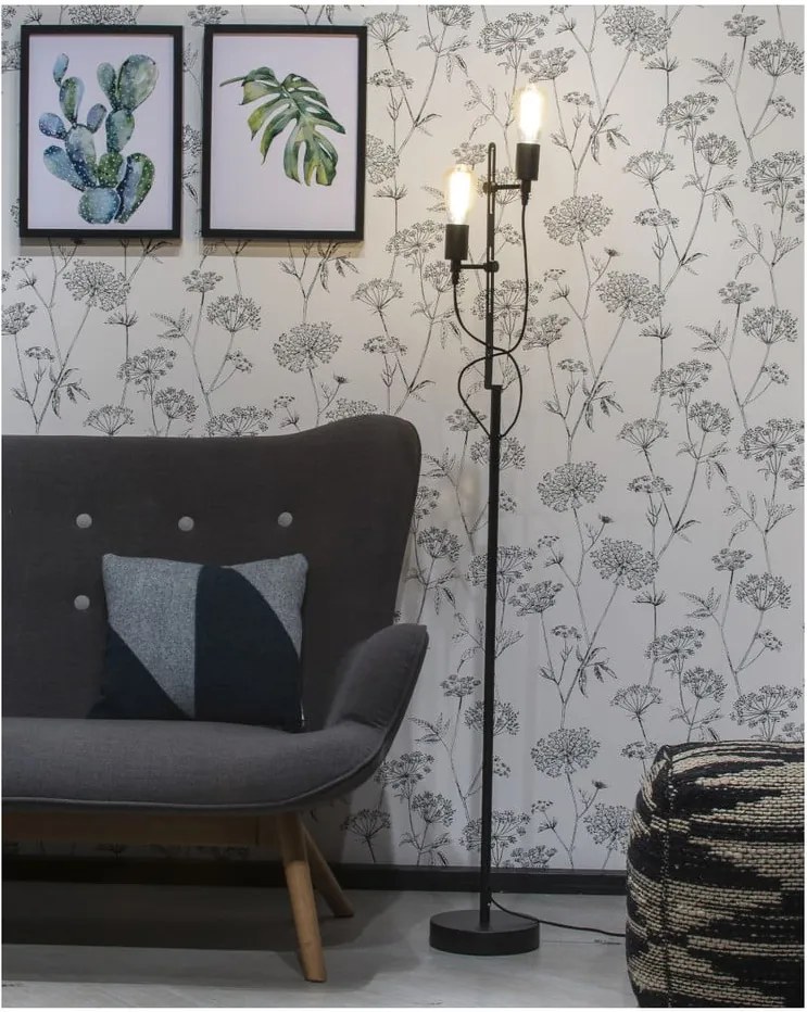 Čierna stojacia lampa s kovovým tienidlom (výška 152 cm) Seattle – it's about RoMi