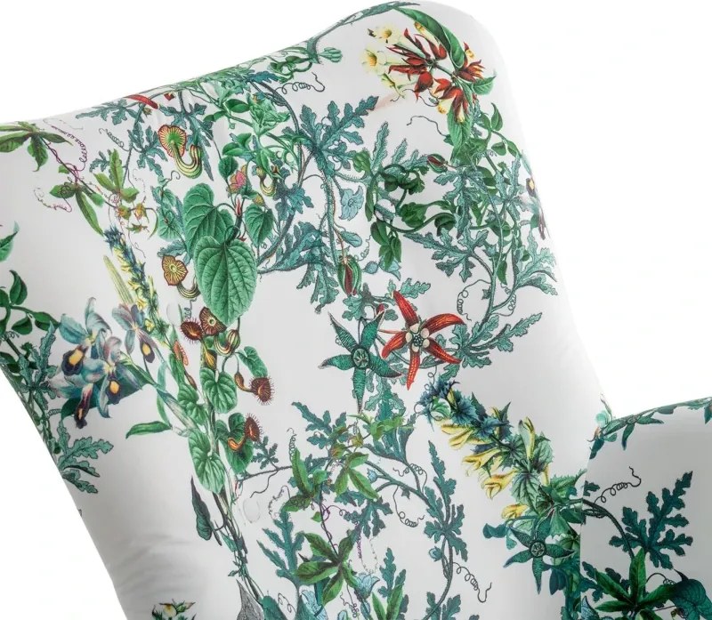 Kreslo Grande s podnožkou, vzor kvety (EDEN 3991104 / prírodné)