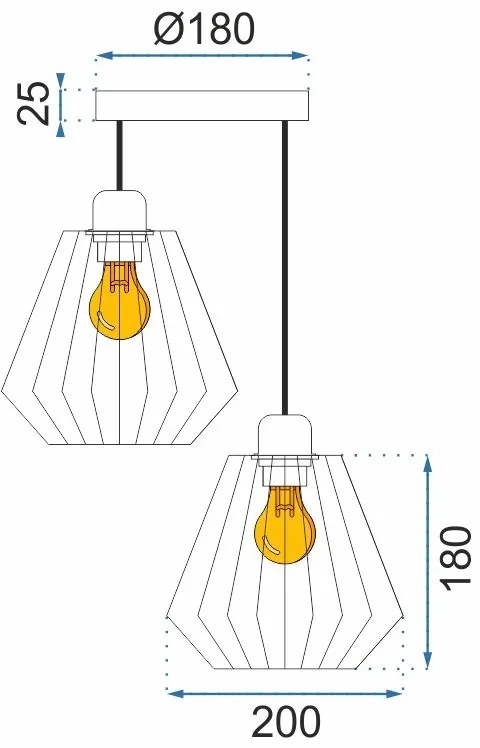 Toolight Toolight, Závesné stropné svietidlo s dvojitým kovovým podkrovím 392196, čierna, OSW-04002