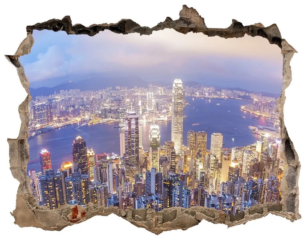 Fototapeta díra na zeď 3D Hong kong panoráma nd-k-89343951