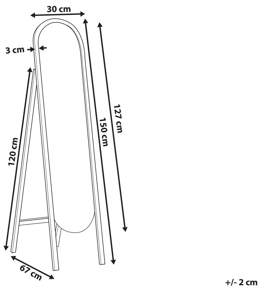 Stojace zrkadlo 30 x 150 cm tmavé drevo CHELLES Beliani