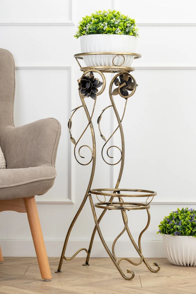 STOJAN NA KVETINÁČ QUINCY 90,5X40 CM ZLATÁ