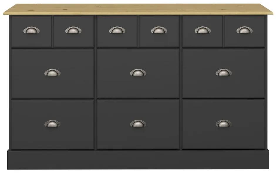 Čierna komoda s 9 zásuvkami Støraa Leander