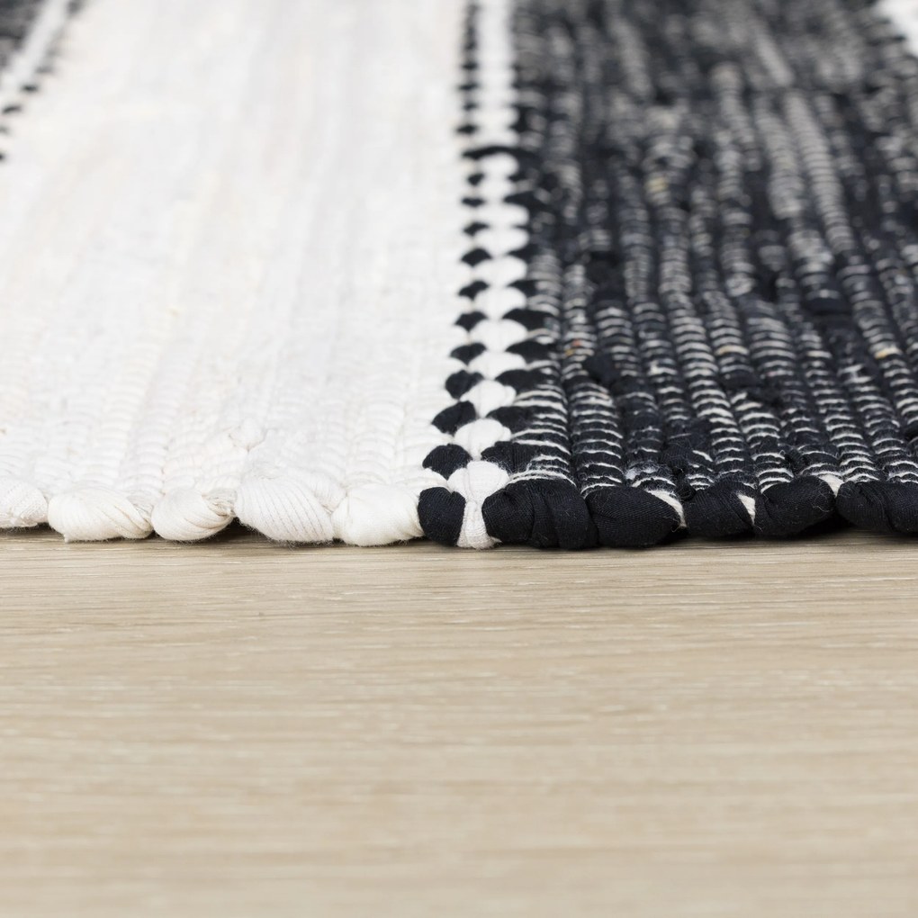 My Flair, Kusový koberec Ashram Schwarz, 60x110, čiernobiela, chodba / predsieň