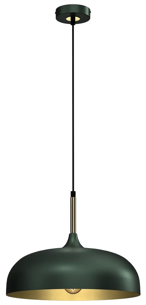 Závesné svietidlo Lincoln, 1x zlaté/zelené kovové tienidlo, (fi 35cm), gr/g