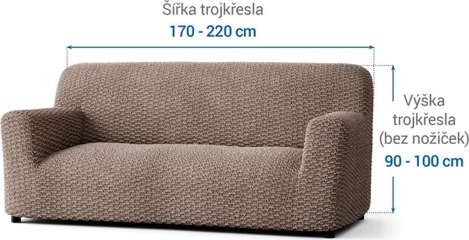 Bielastické poťahy MOSAICO orieškové trojkreslo (š. 170 - 220 cm)