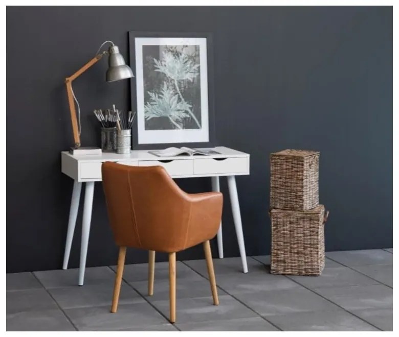 Biely pracovný stôl so zásuvkami Actona Neptun