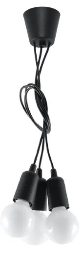Závesné svietidlo Diego 3, čierne telo svietidla