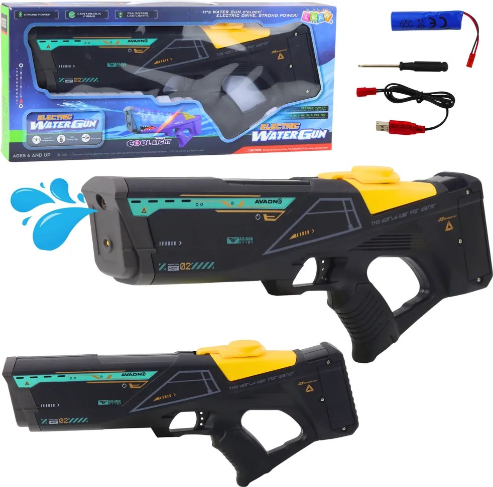 LEAN Toys Elektrická vodná pištoľ 550 ml Dosah 10 m Čierna