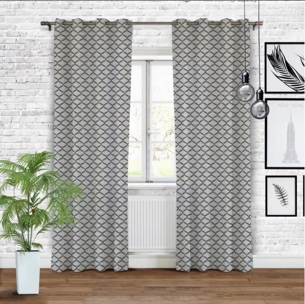 Sivé závesy s jemným ornamentom a funkciou BlackOut Šírka: 140 cm | Dĺžka: 250 cm