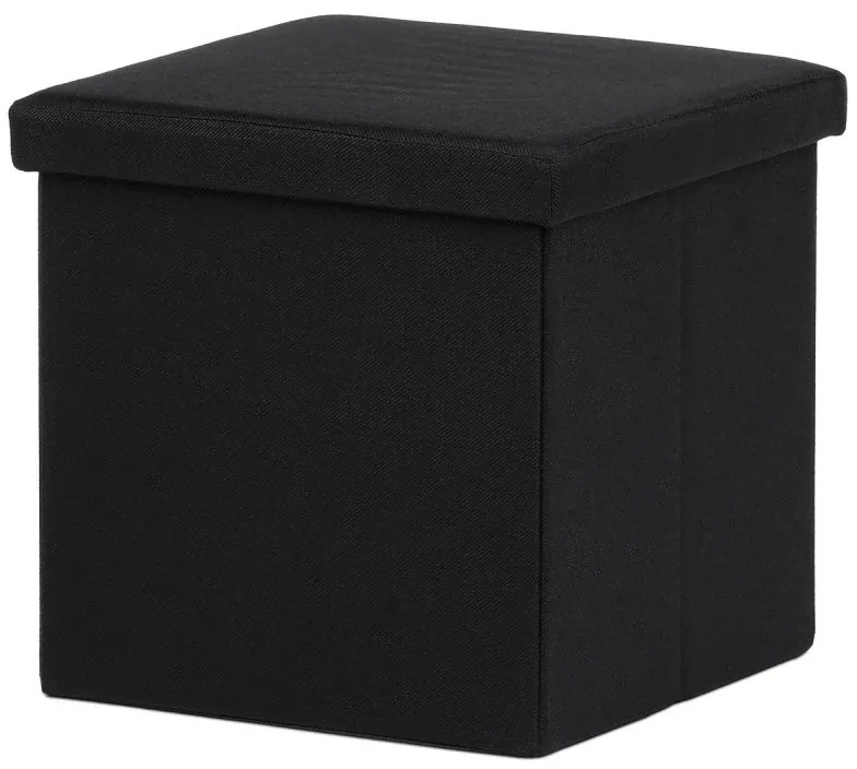 Taburet s úložným prostorem, látka černá