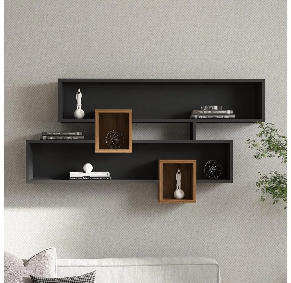 Asir Nástenná polica KAREN 120x72,2 cm antracit/hnedá 835PUQ1608