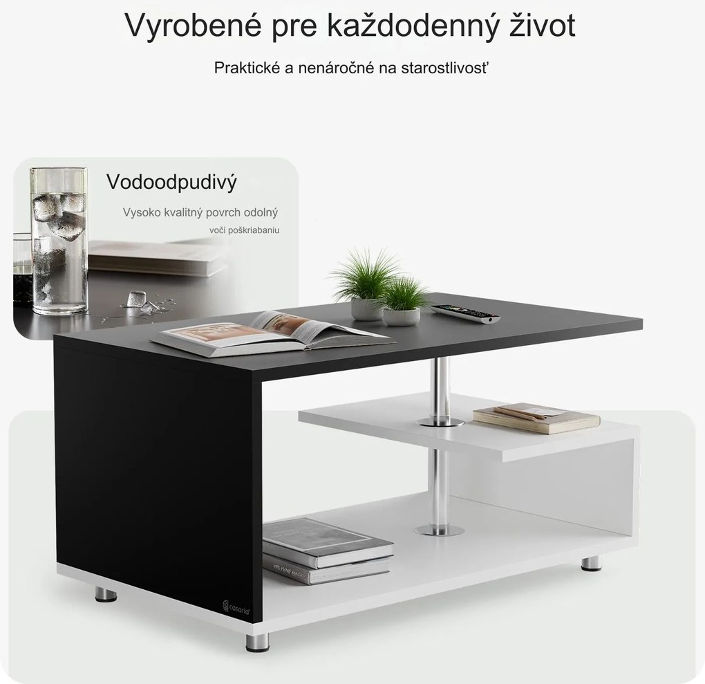 InternetovaZahrada Konferenčný stolík Orlando 95x55x50 cm - biela/čierna