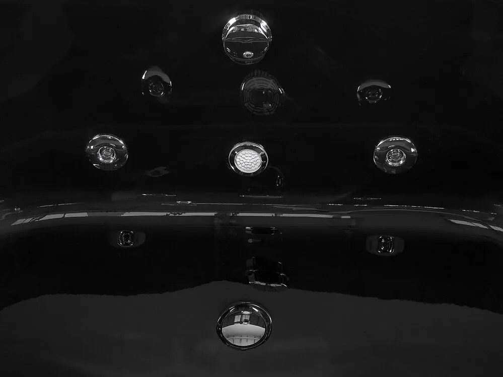 Vírivá rohová vaňa s LED osvetlením 140 x 140 cm čierna MEVES Beliani