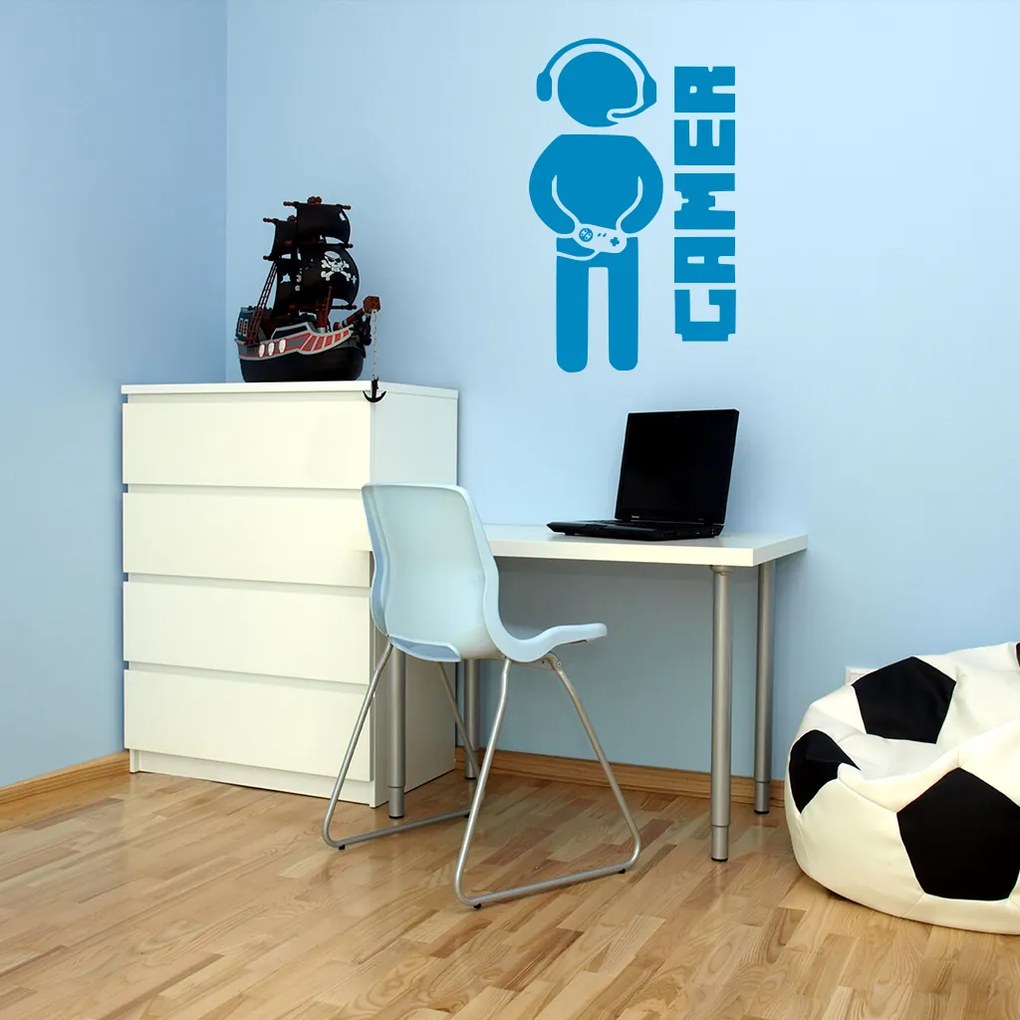 Veselá Stena Samolepka Gamer Farba: fialová, Veľkosť: 80 X 48 cm