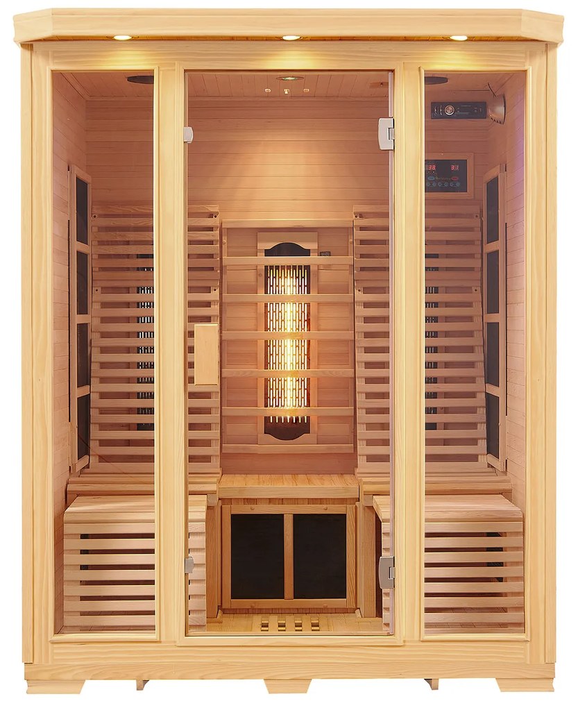 Juskys Infračervená sauna/ tepelná kabína Helsinki 150 s triplexným vykurovacím systémom a drevom Hemlock
