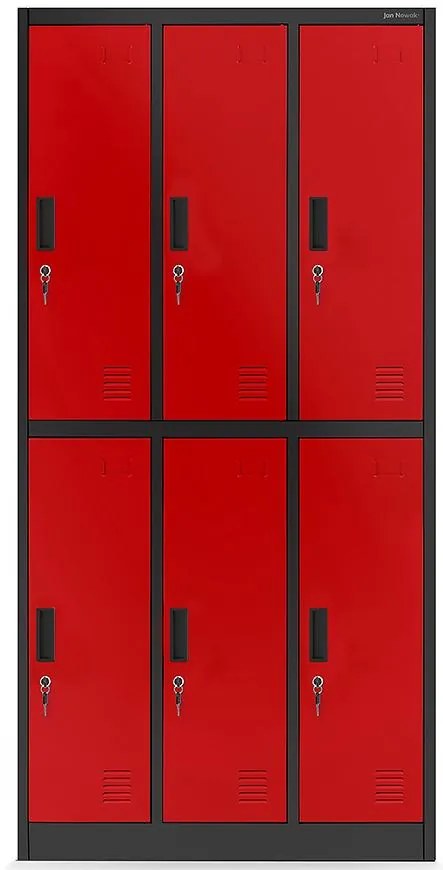 Skriňa Igor kovová antracit/červená