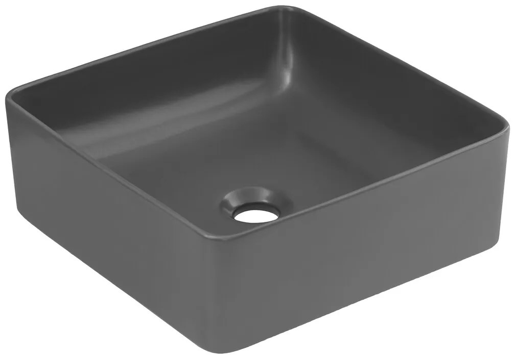 Súprava keramického umývadla na dosku a výpuste Slim 40 cm tmavosivá