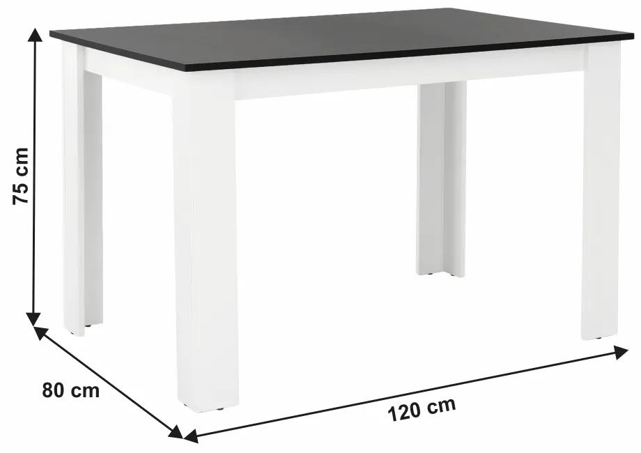Kondela Jedálenský stôl, biela/čierna, 120x80 cm, KRAZ