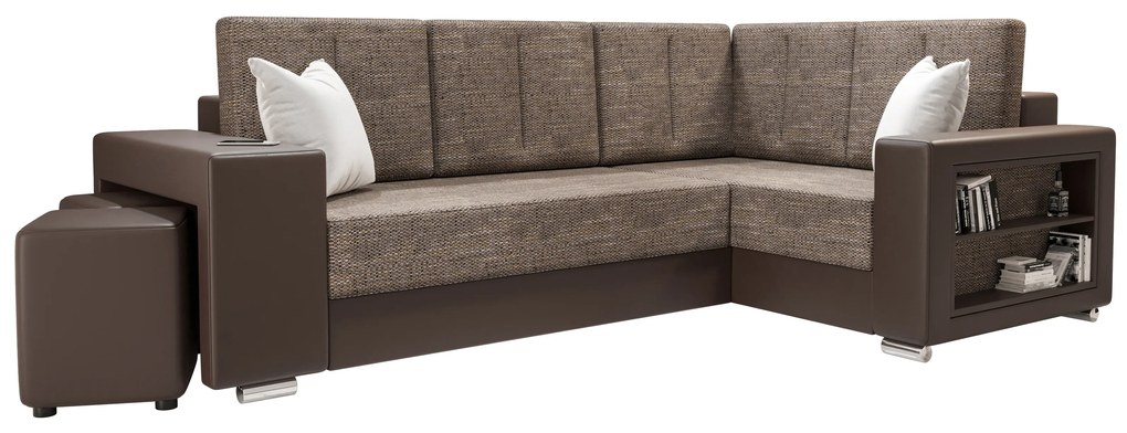 Rohová sedacia súprava Lush (hnedá + tmavohnedá) (P). Akcia -20%. Vlastná spoľahlivá doprava až k Vám domov. 1062064