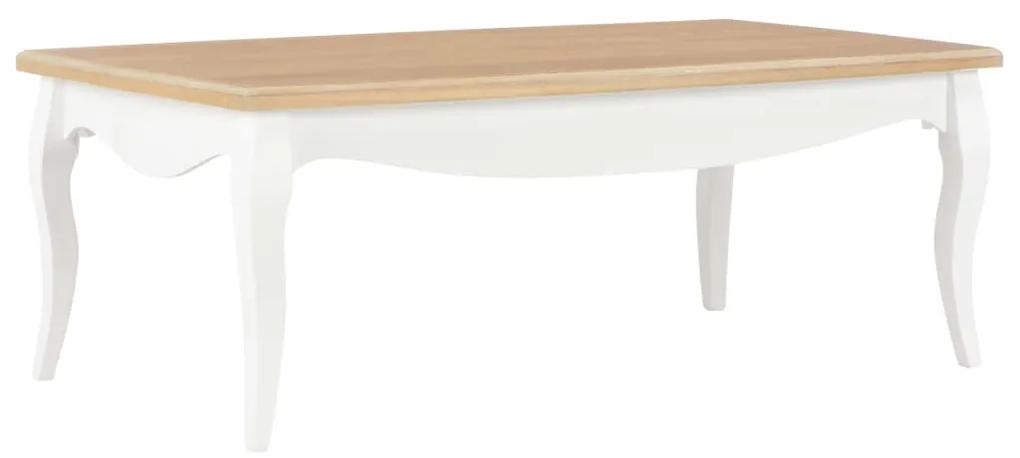 Konferenčný stolík, biely a hnedý 110x60x40cm, borovicový masív
