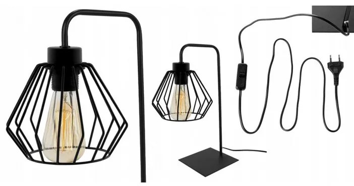 Moderná stolová lampa Loft s drôteným tienidlom