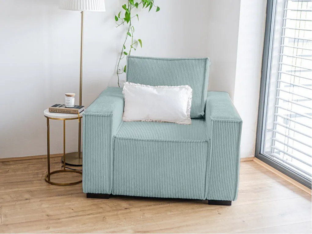 Kreslo s taburetom SMART SET, svetlo modrá