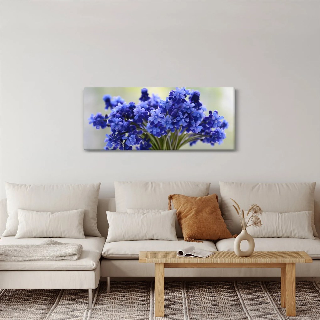 Obraz kytice modrých kvetov (120x50 cm)