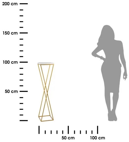 Stojan na kvety LOFT 100x24 cm zlatá/biela