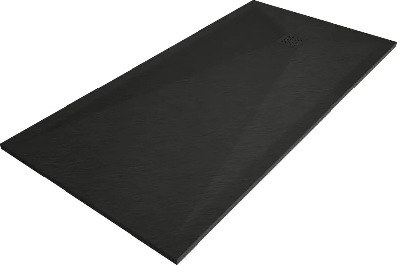 Mexen Stone+ kompozitná obdĺžniková sprchová vanička 200 x 100 cm, čierna, kryt čierny - 44701020-B