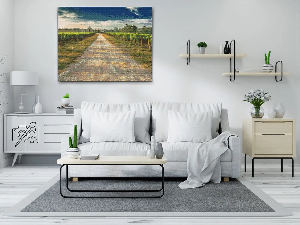 Gario Diamantové maľovanie Toskánske vinice Rozmery: 80 x 100 cm, Rámovanie: S vnútorným rámom, Diamanty: Štvorcové
