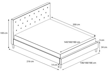 Čalúnená posteľ ŠIMON sivá rozmer 140x200 cm