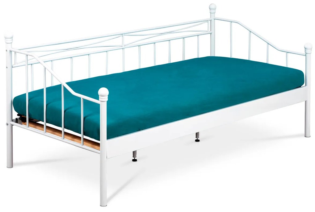 Autronic - posteľ jednolôžková 90x200, kovová konštrukcia, biely matný lak - BED-1905 WT