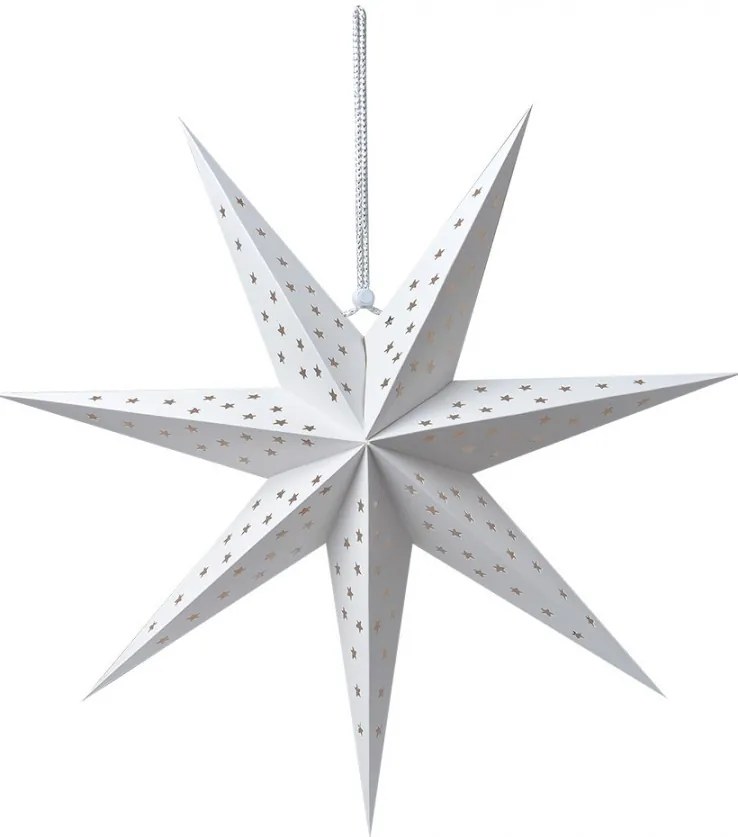 Biela závesná vianočná papierová hviezda L - 60*22*60 cm