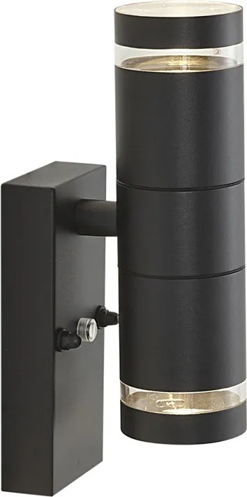 Moderne buiten wandlamp zwart 2-lichts IP44 met schemersensor - Dubbla