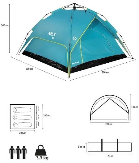 Automatický stan NILS Camp NC7819 2v1 modrý