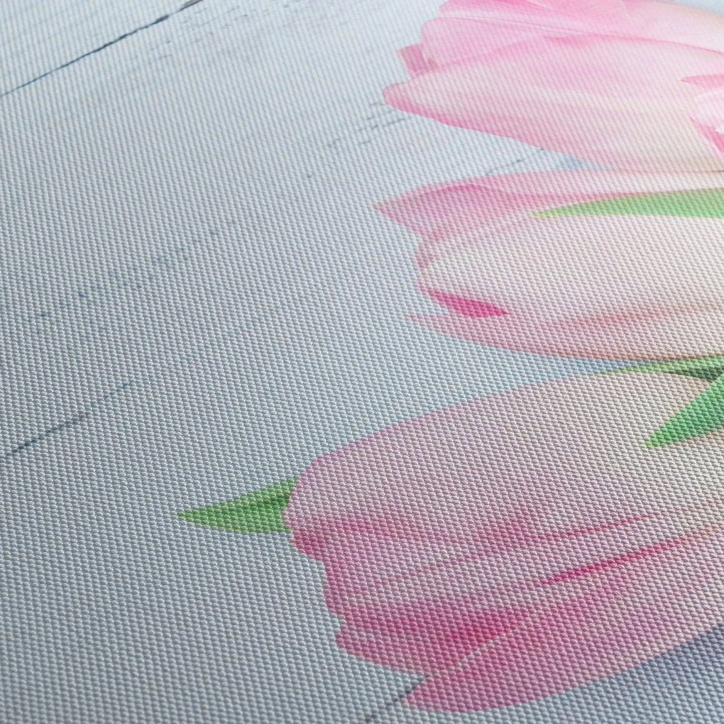 Obraz - Kytica tulipánov (s hodinami) (90x30 cm)